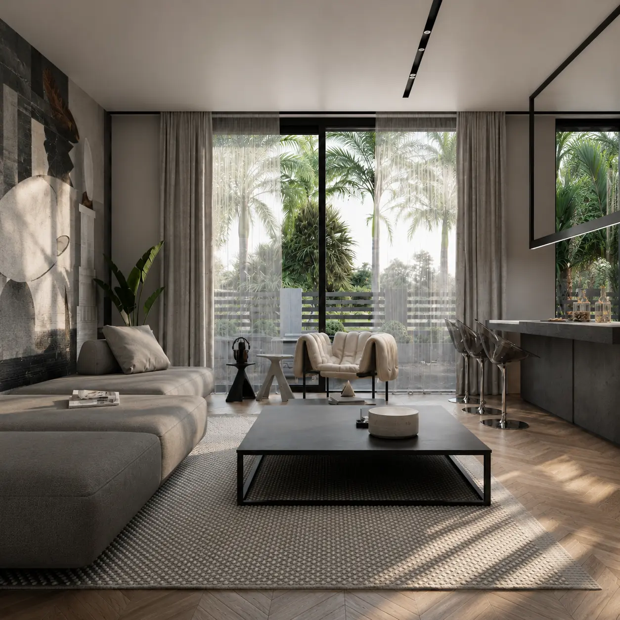 Villa Camelia living room facing the garden