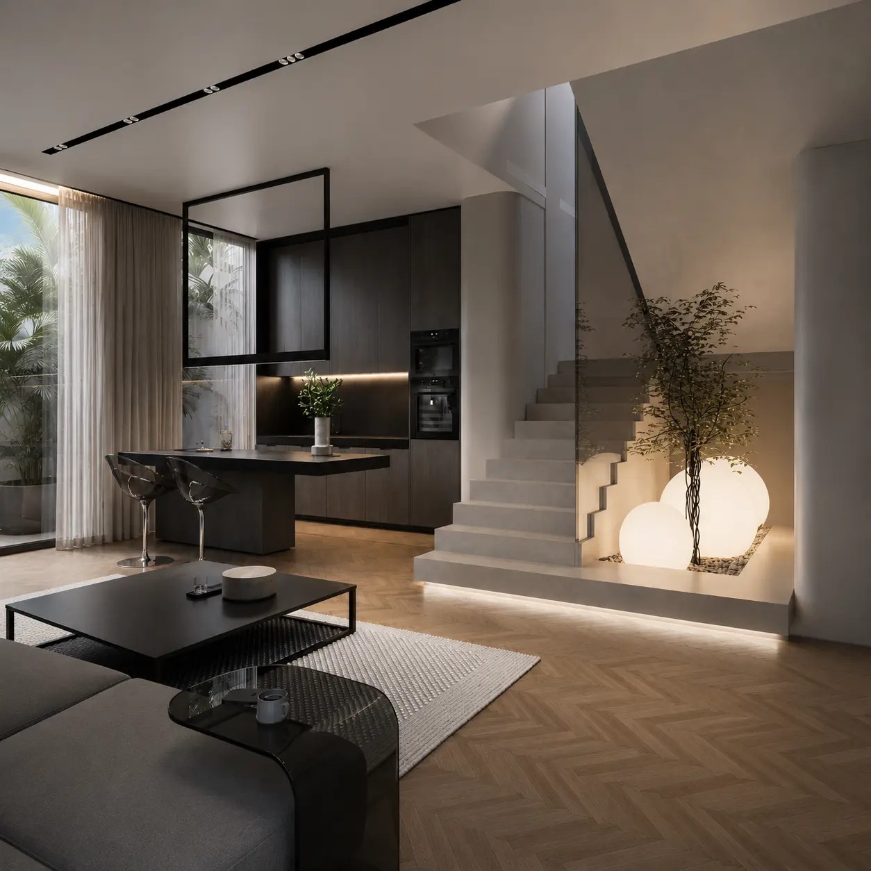 Villa Camelia kitchen and staircase
